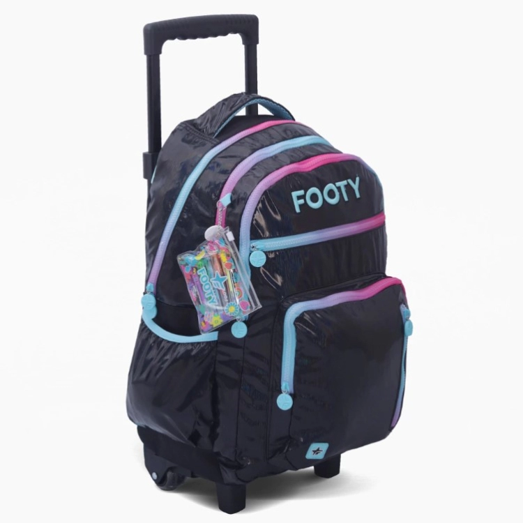 Mochila Escolar Footy 2026 Colorland Negra 18" con Carro Art.F26311
